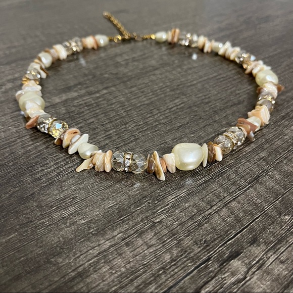 Vintage Pearl, Shell, Bead, and Crystal Necklace, Adj Approx 17-20” - Picture 3 of 12